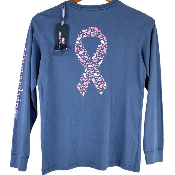 Vineyard Vines Girls Size Medium (12-14) Cancer Awareness Long Sleeve Tee NWT - Picture 1 of 9
